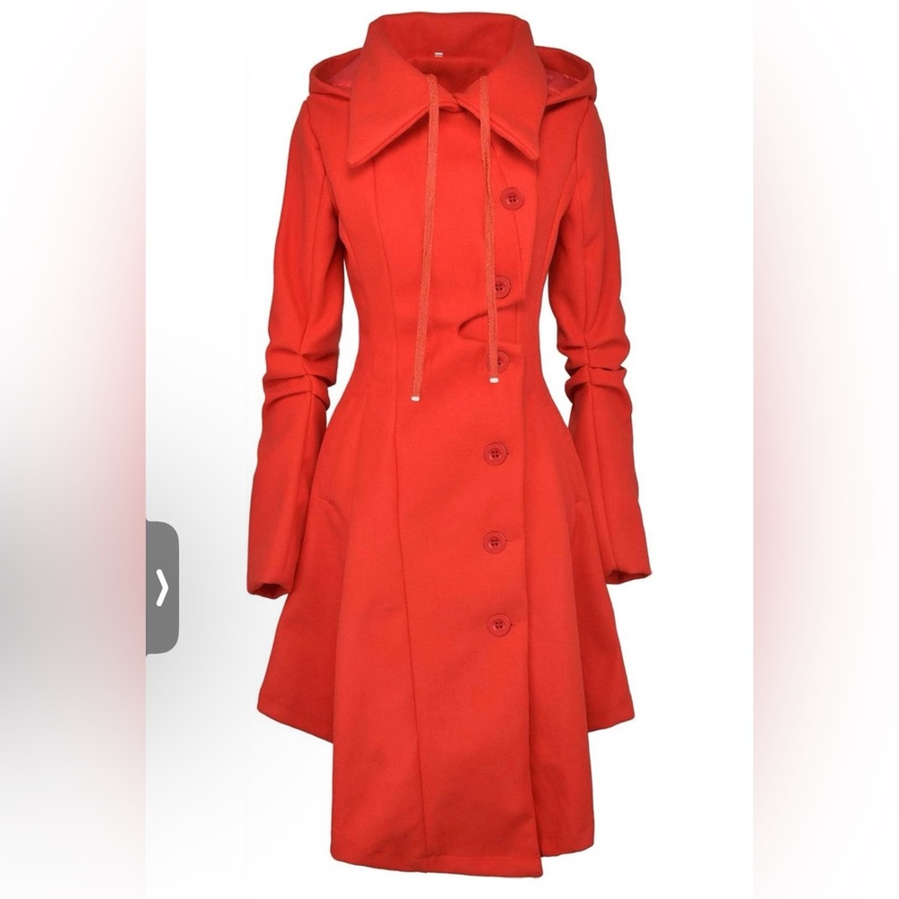 Red Trench Pea Coat XL